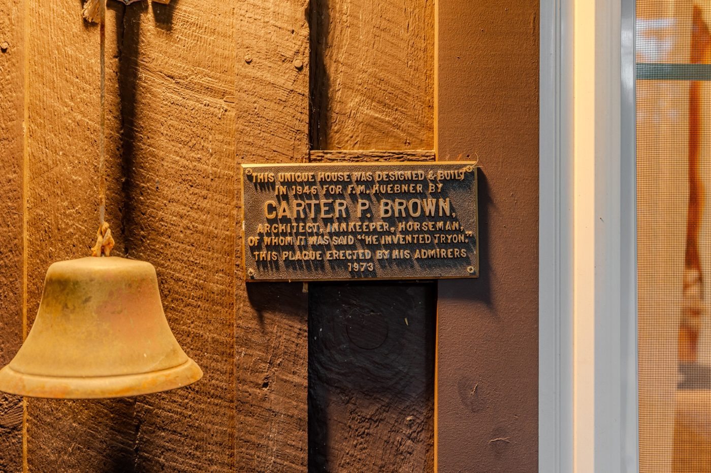 The Carter P. Brown plaque at The Hayloft